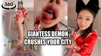 Giantess cat demon destroys your city - VR360