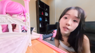 Giantess step-sister turns you into a doll [VR360+FLAT VERSION]